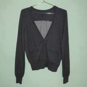Splendid Gray Colorblock Cashmere Blend Cardigan M